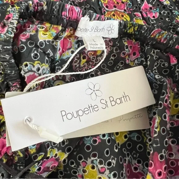 Poupette St Barth Kaia Heart One Shoulder Mini Dress in Black Multi NWT - Picture 7 of 10